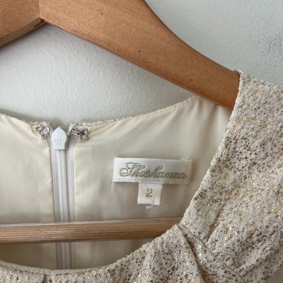 Shoshana Gold Metallic Sleeveless Mini Cocktail Dress, Size 2 - Picture 3 of 8